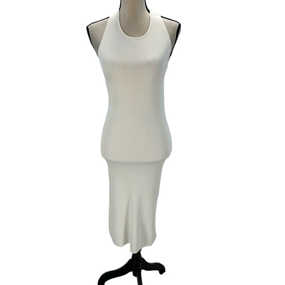 Guess Sleeveless Halter Bodycon Irmine Sweater Midi Dress - Cream - size Medium - Picture 1 of 11
